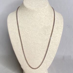 💎Silver Tone Chain Necklace Curb Links Matinee Length